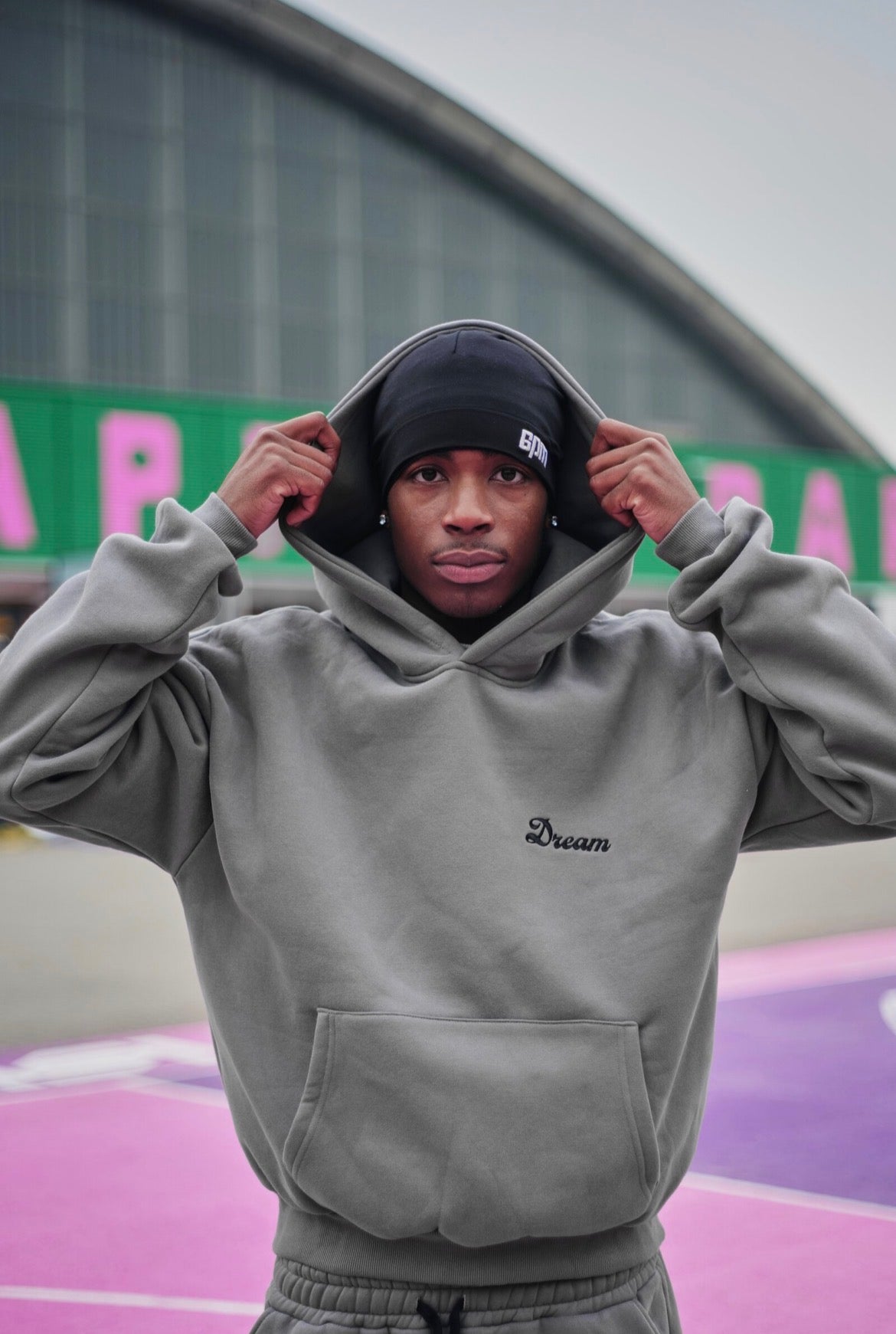 Slide Hoodie"Grey/Black"