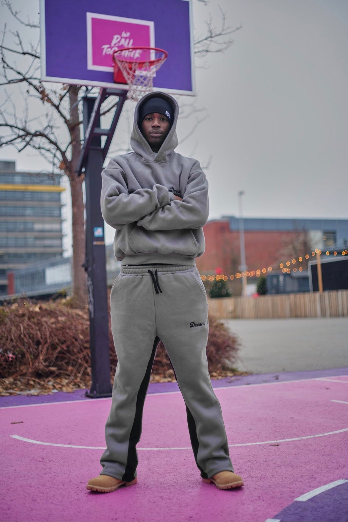 Slide Hoodie"Grey/Black"